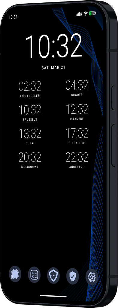 Secure phone homepage view showing the left-side product screen